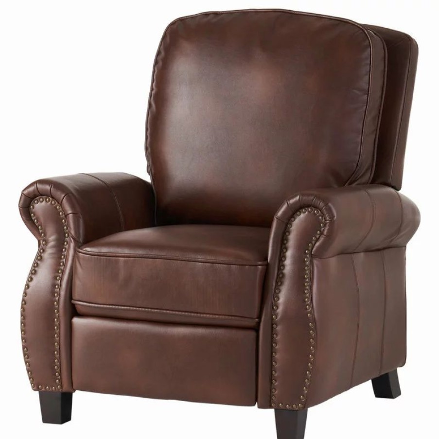 Chairs * | Gdfstudio Gdf Studio Jasmine 2-Tone Brown Faux Leather Puch Back Recliner