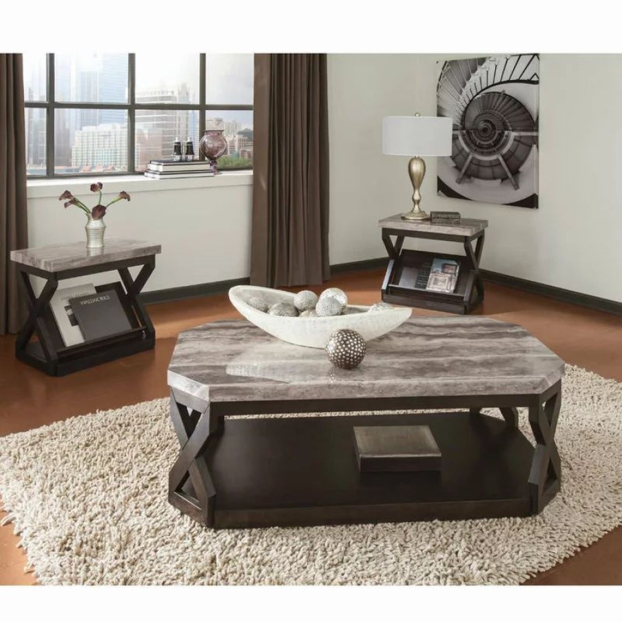 Coffee & Accent Tables * | Ashley Furniture Industries Ashley Furniture Radilyn 3 Piece Coffee Table Set In Grayish Brown