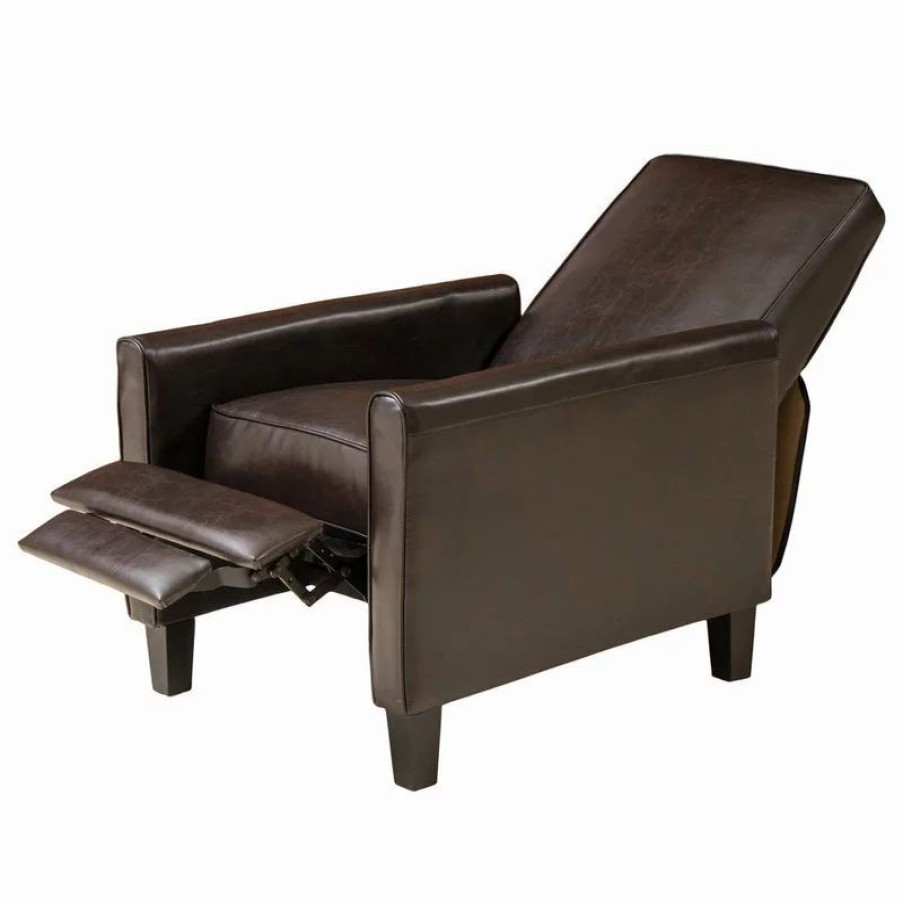 Chairs * | Gdfstudio Gdf Studio Hinus Indoor Upholstery Club Chair Recliner, Brown Leather