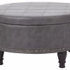 Footstools & Ottomans * | Office Star Products Augusta Storage Ottoman, Pewter