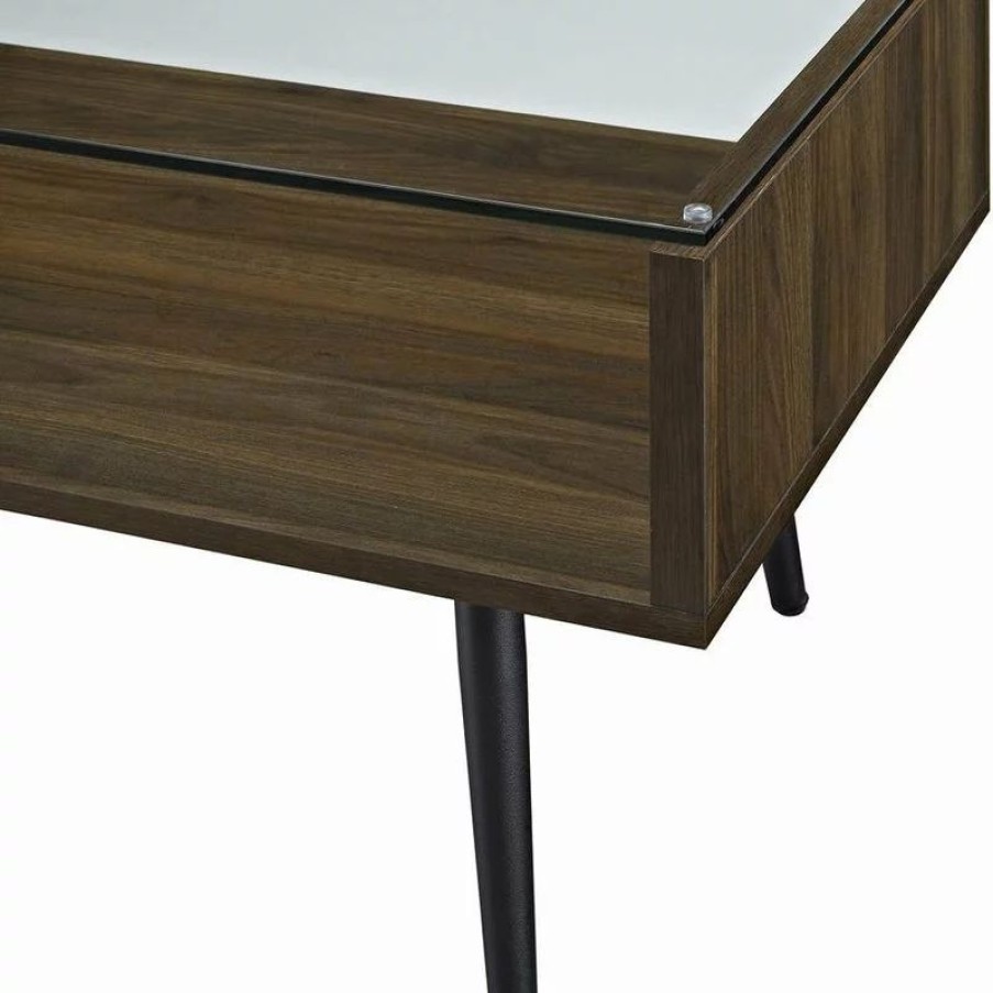 Coffee & Accent Tables * | Walker Edison 42 Wood And Glass Coffee Table, Dark Walnut