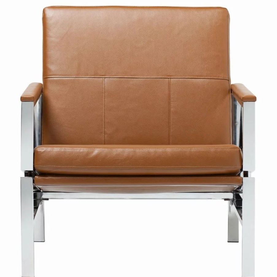 Chairs * | Studio Designs Home Atlas Bonded Leather Lounge Chair, Brown