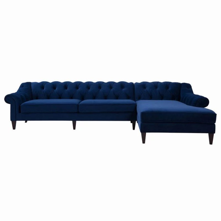 Sofas & Sectionals * | Jennifer Taylor Home Alexandra 132 Chesterfield Tufted Sectional, Right Facing, Navy Blue