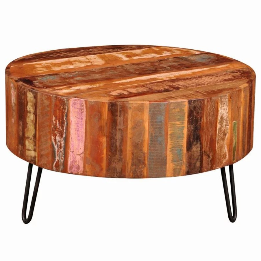 Coffee & Accent Tables * | Vida Xl International B.V. Vidaxl Coffee Table Solid Reclaimed Wood Round Couch End Side Telephone Table