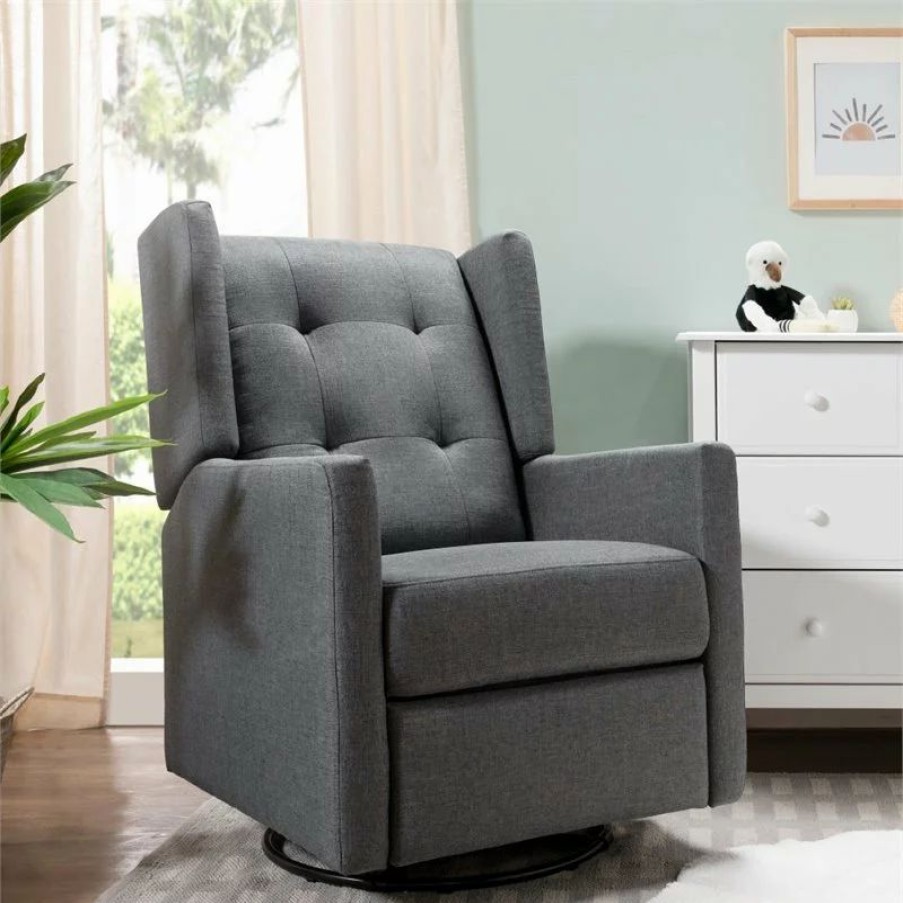 Chairs * | Davinci Maddox Recliner And Swivel Glider In Shadow Gray