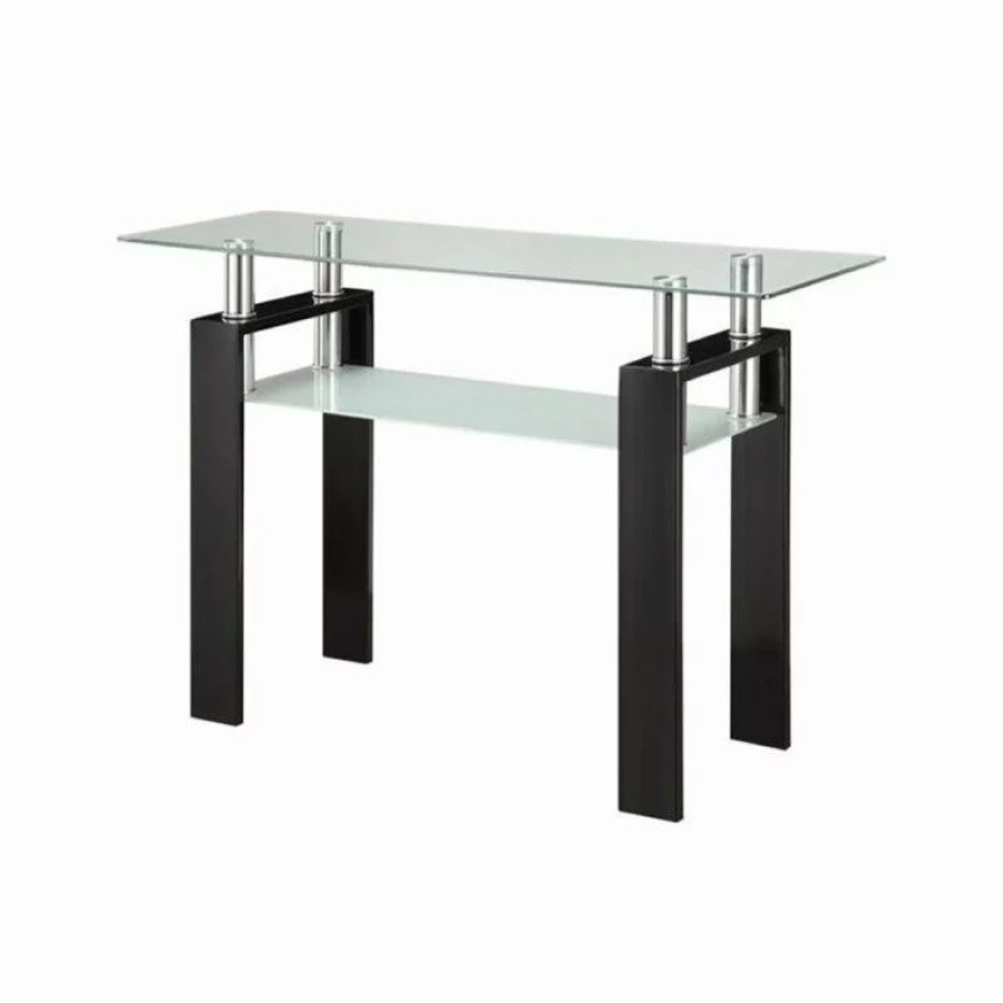 Console Tables * | Bowery Hill Glass Top Console Table In Black