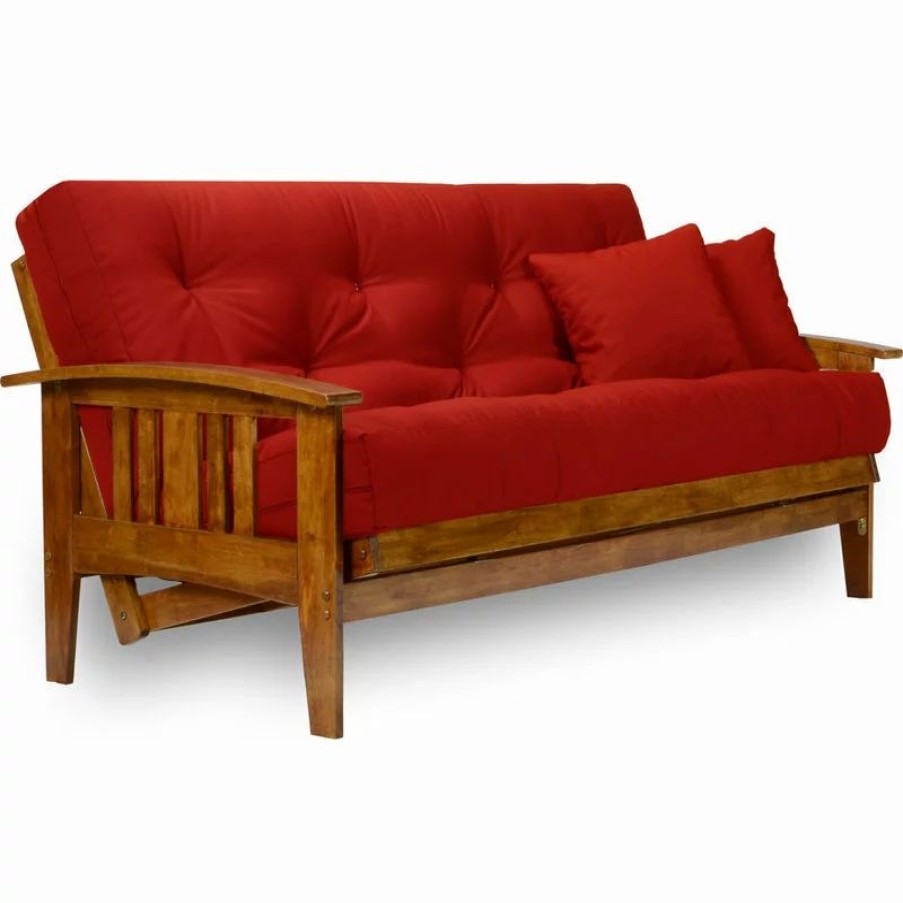 Sofas & Sectionals * | Nirvana Westfield Wood Futon Set, Frame, 8 Mattress, Red, Full