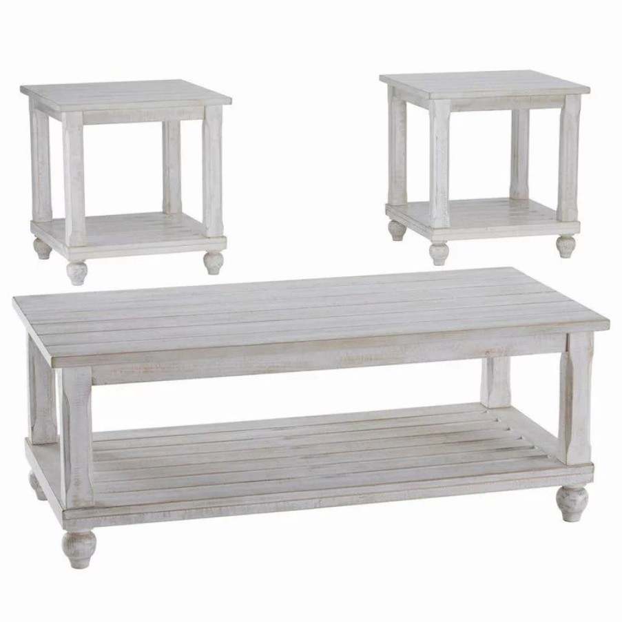 Coffee & Accent Tables * | Ashley Furniture Industries Cloudhurst Table Set, Coffee Table And 2 End Tables, White