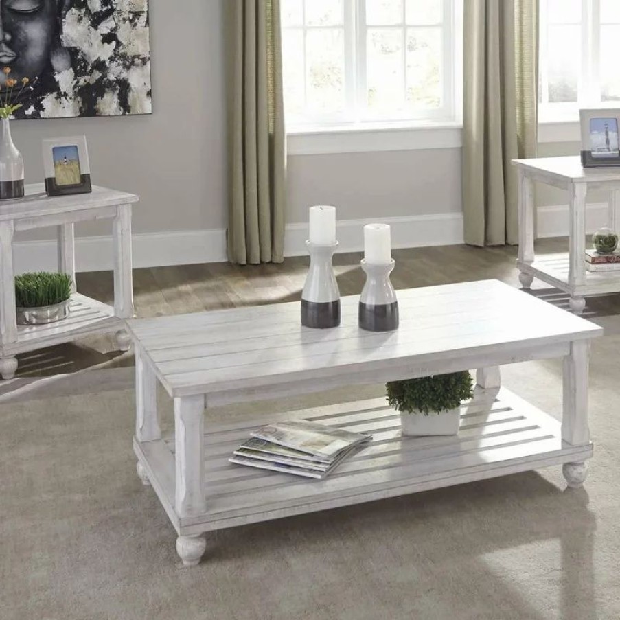 Coffee & Accent Tables * | Ashley Furniture Industries Cloudhurst Table Set, Coffee Table And 2 End Tables, White