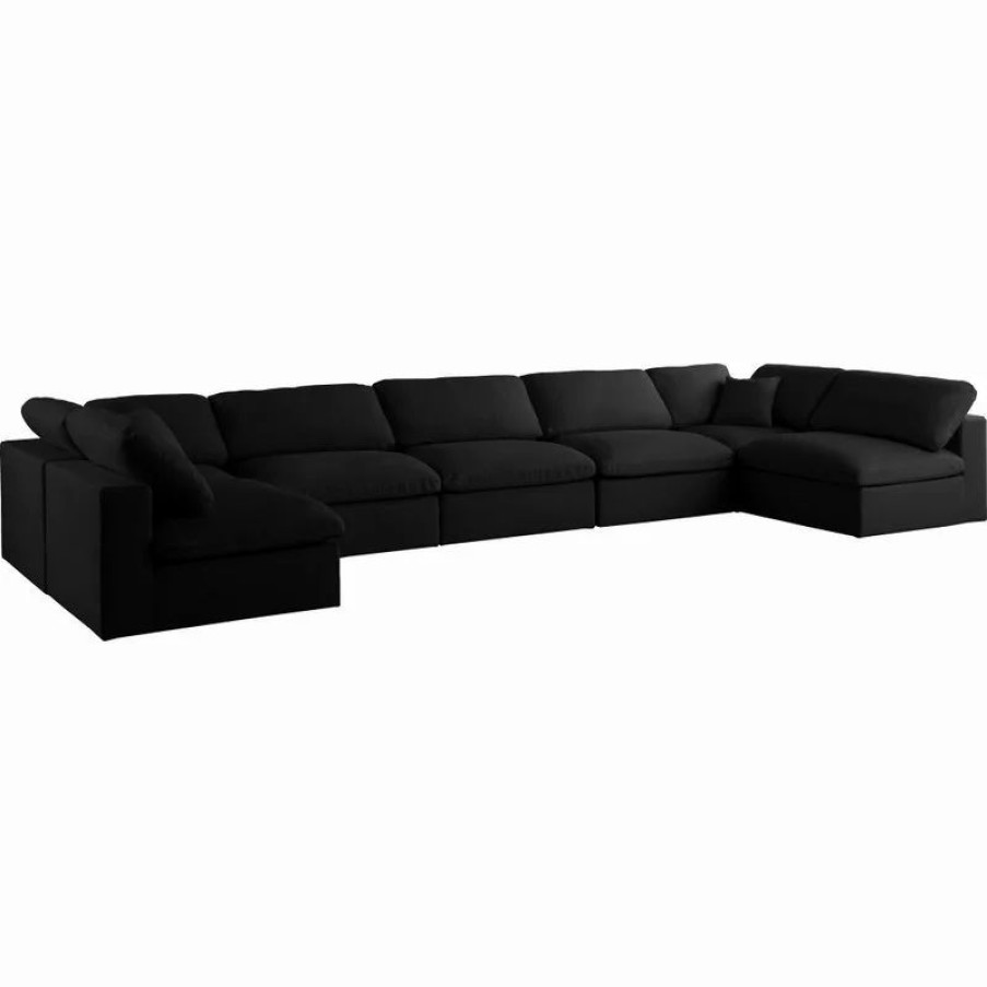 Sofas & Sectionals * | Meridian Furniture Down Modular 4-Seat Sectional, Black, Seating For 7, Armless