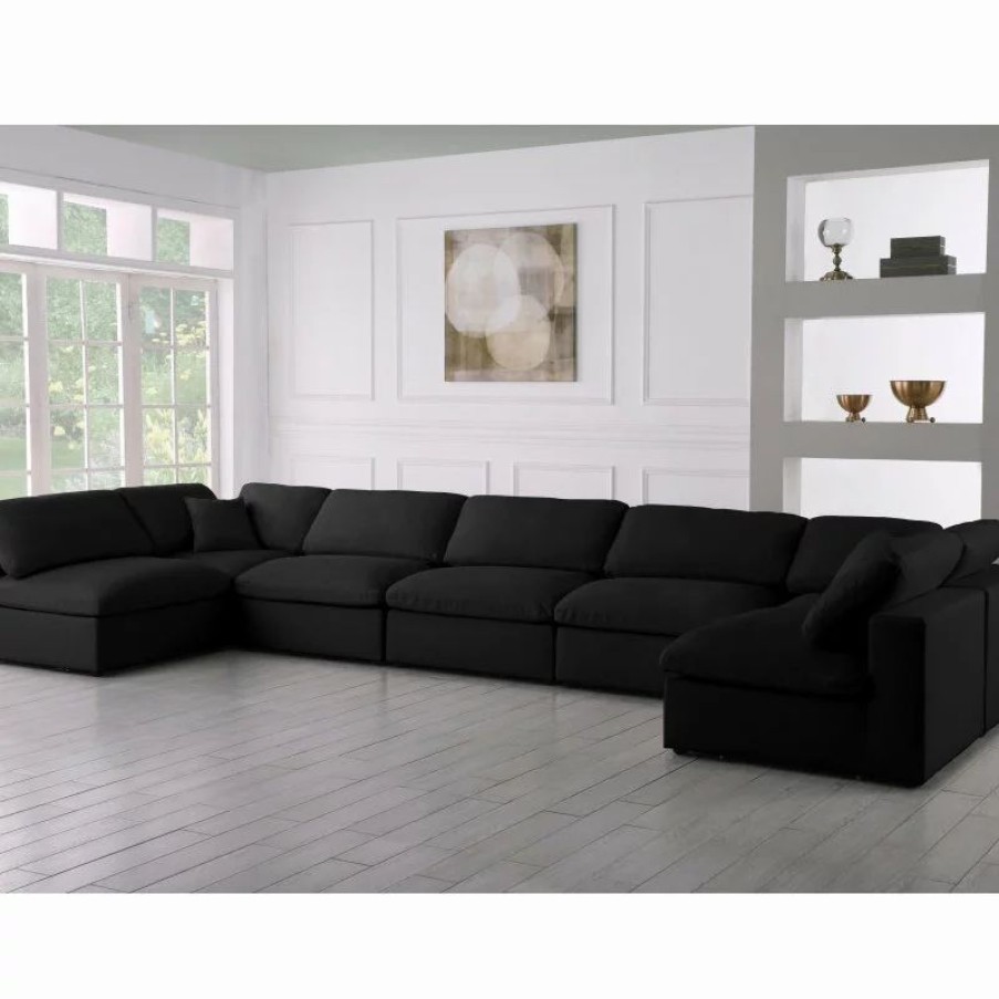 Sofas & Sectionals * | Meridian Furniture Down Modular 4-Seat Sectional, Black, Seating For 7, Armless