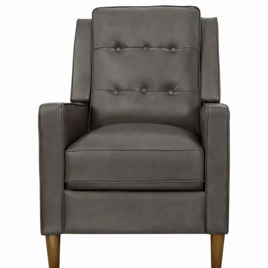 Chairs * | Abbyson Living Hammond Mid-Century Leather Pushback Recliner, Gray