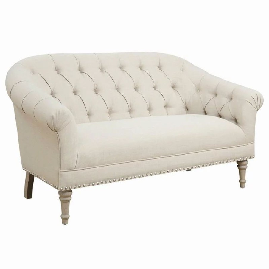 Sofas & Sectionals * | Coaster Home Furnishings Coaster Accent Seating Traditional Settee With Tufting And Pleated Roll Arms