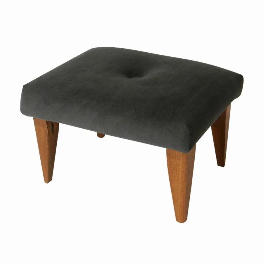 Footstools & Ottomans * | Concept Designs, Llc Tufted Suede Footstool, Navy