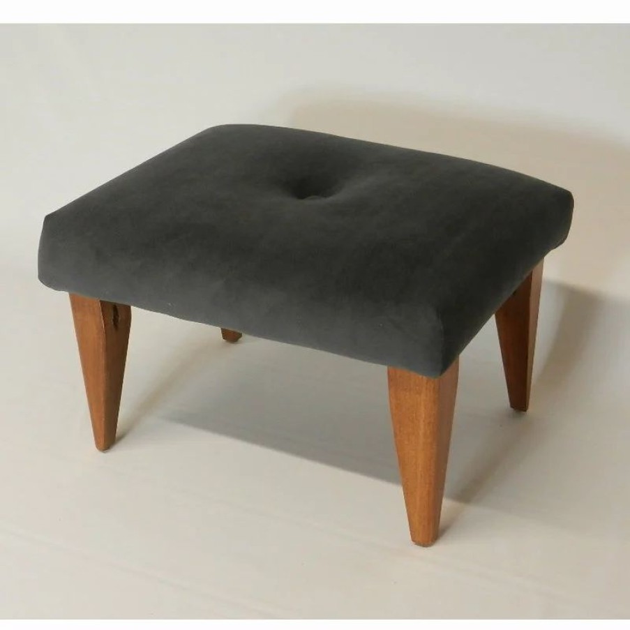 Footstools & Ottomans * | Concept Designs, Llc Tufted Suede Footstool, Navy