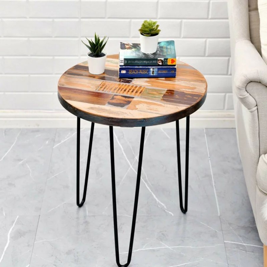 Coffee & Accent Tables * | Welland Industries Llc Taylor Side Table Reclaimed Wood, Round