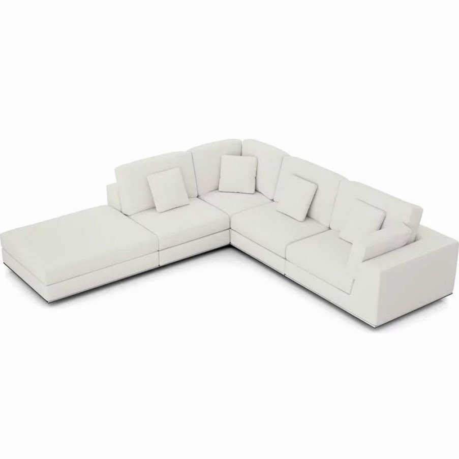 Sofas & Sectionals * | Modloft Perry Sectional 1 Arm Corner Open Sofa, Chalk Fabric