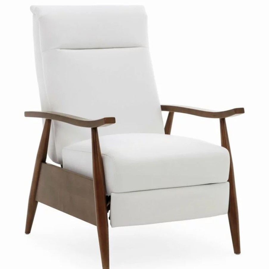 Chairs * | Comfort Pointe Solaris Wood Arm Push Back Recliner, Milky White