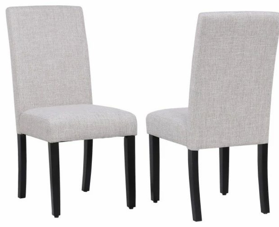 Chairs * | Westintrends Upholstered Linen Fabric Dining Side Chair (Set Of 2), Light Gray