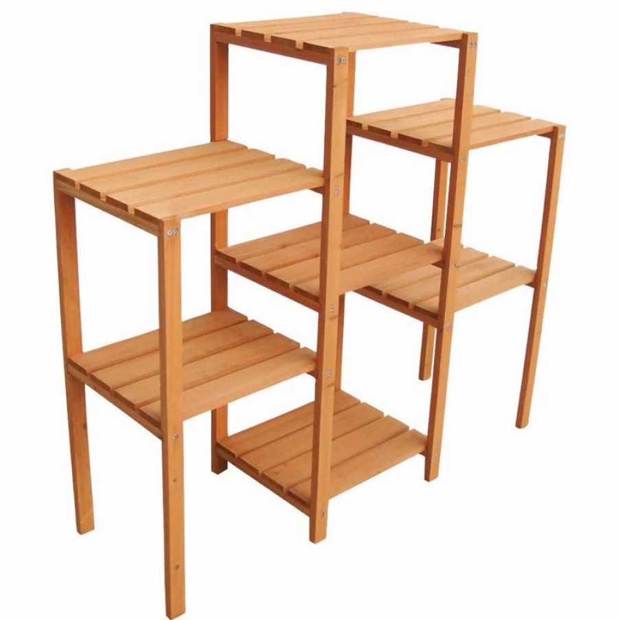 Coffee & Accent Tables * | Vida Xl International B.V. Vidaxl Garden Plant Stand With 7 Racks 38.1 Solid Wood Pot Display Rack Shelf