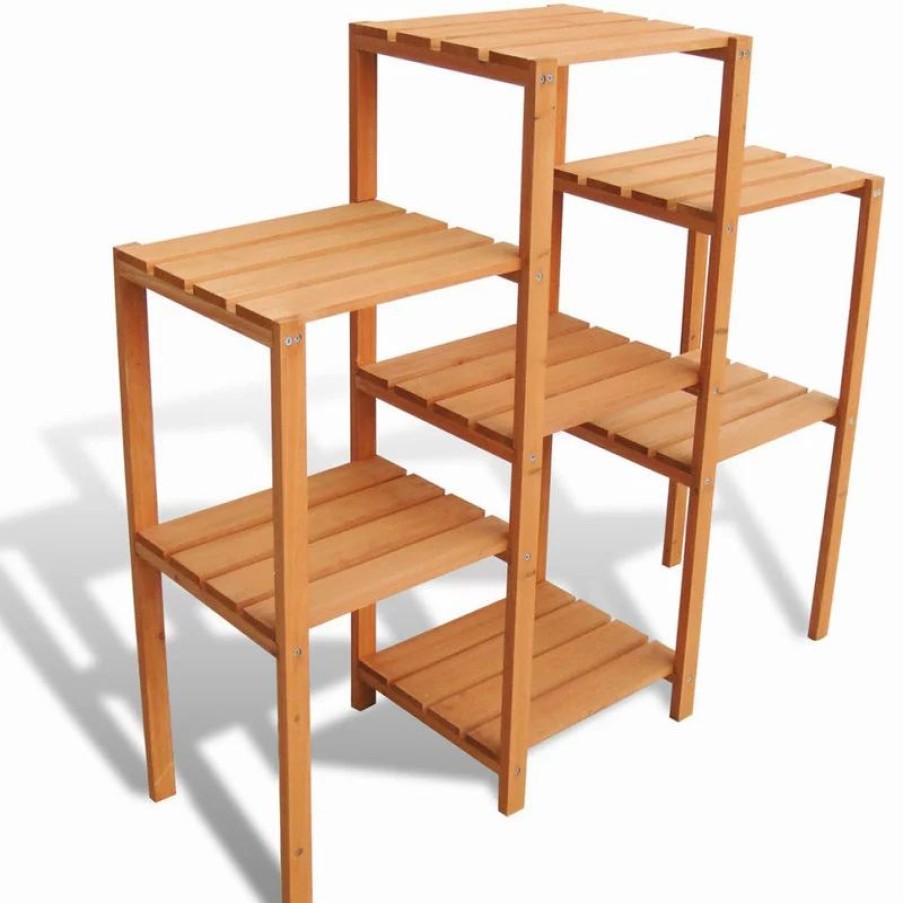 Coffee & Accent Tables * | Vida Xl International B.V. Vidaxl Garden Plant Stand With 7 Racks 38.1 Solid Wood Pot Display Rack Shelf