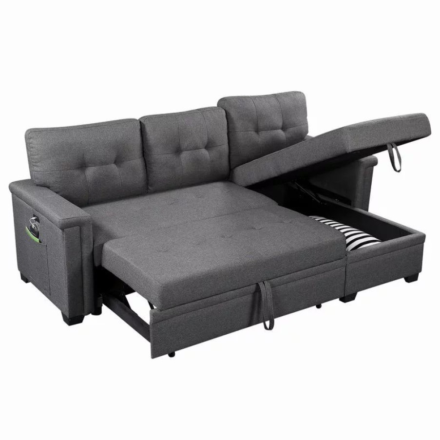 Sofas & Sectionals * | Lilola Living Ashlyn Sleeper Sofa With Usb Charger Pocket And Chaise