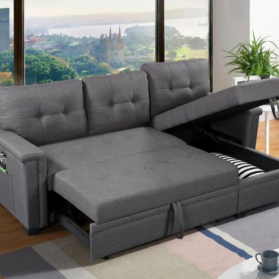 Sofas & Sectionals * | Lilola Living Ashlyn Sleeper Sofa With Usb Charger Pocket And Chaise