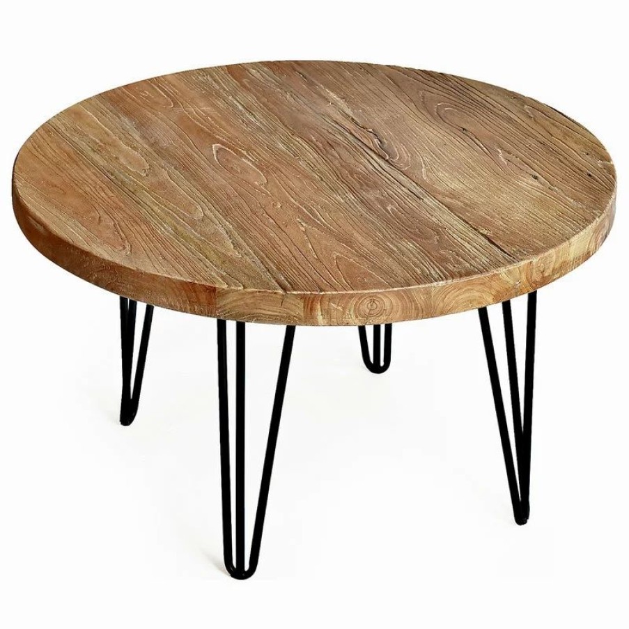 Coffee & Accent Tables * | Welland Industries Llc Rustic Round Old Elm Coffee Table