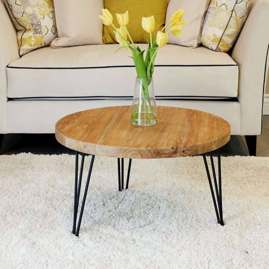 Coffee & Accent Tables * | Welland Industries Llc Rustic Round Old Elm Coffee Table