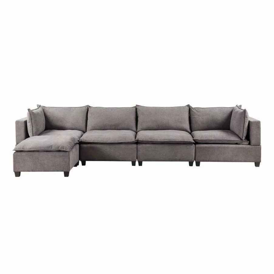 Sofas & Sectionals * | Bowery Hill Fabric 5 Piece Modular Sectional Sofa Chaise In Light Gray