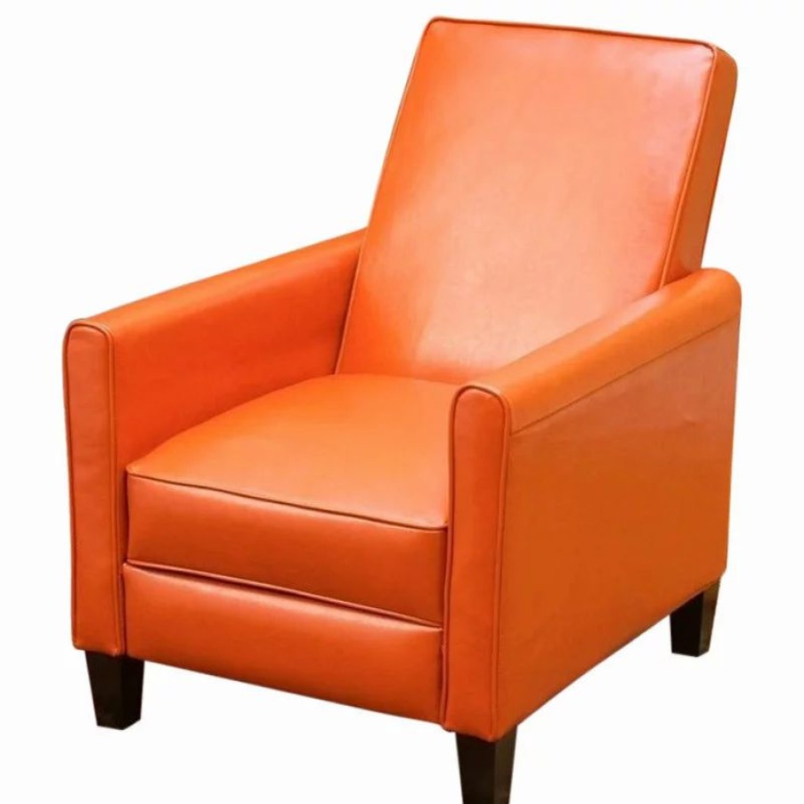 Chairs * | Bowery Hill Leather Recliner Chair In Orange