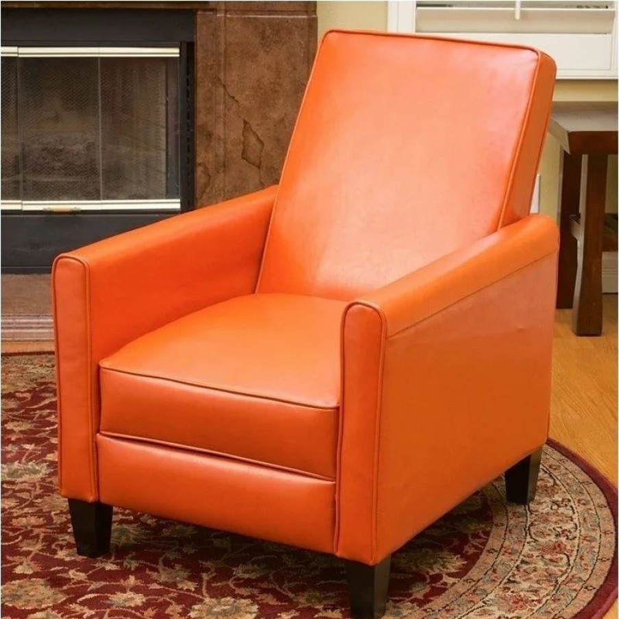 Chairs * | Bowery Hill Leather Recliner Chair In Orange