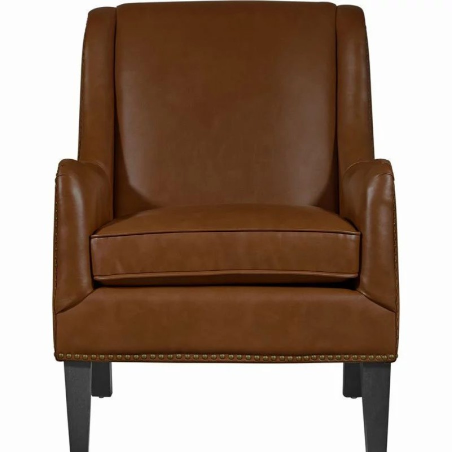 Chairs * | Tommy Hilfiger Andover Leather Accent Chair Cognac Brown