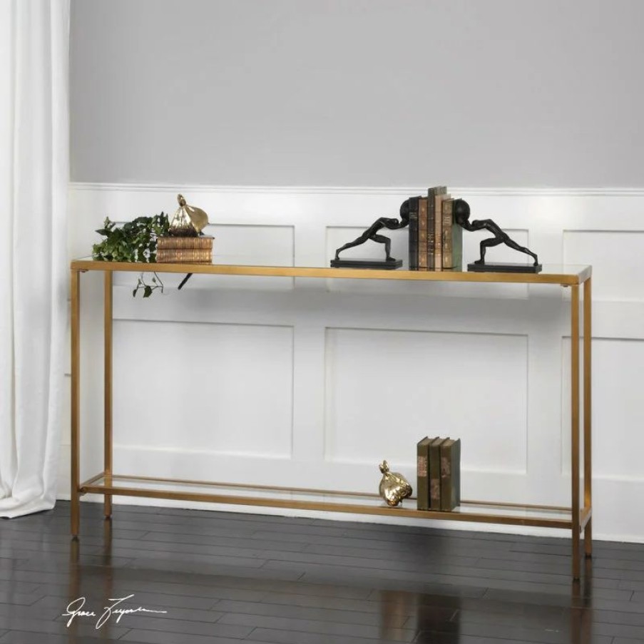 Console Tables * | Uttermost Hayley Gold Console Table