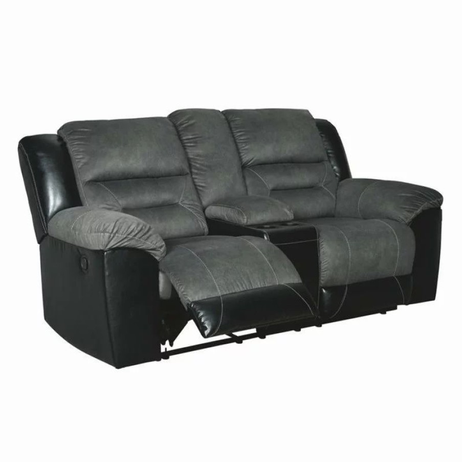 Sofas & Sectionals * | Ashley Furniture Industries Signature Design By Ashley Earhart Reclining Loveseat With Console In Slate