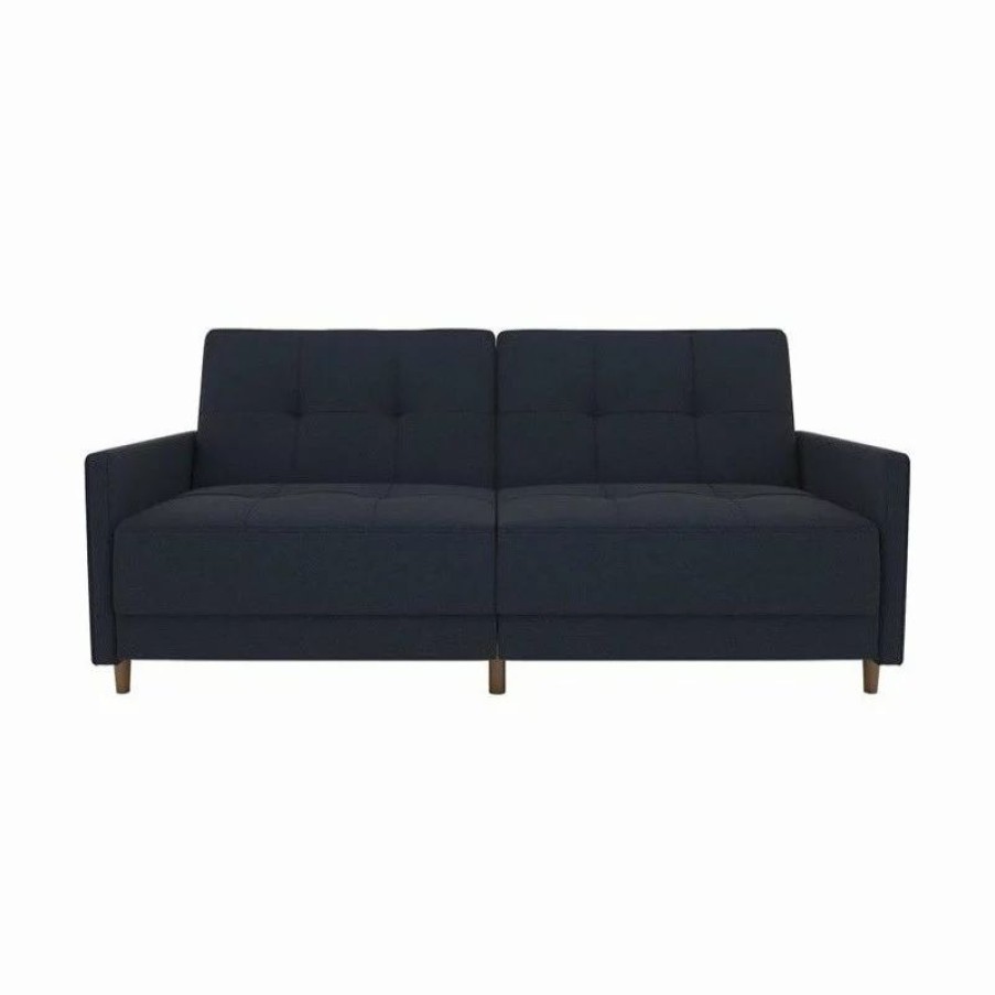 Sofas & Sectionals * | Dhp Andora Coil Linen Convertible Sleeper Sofa In Navy Blue