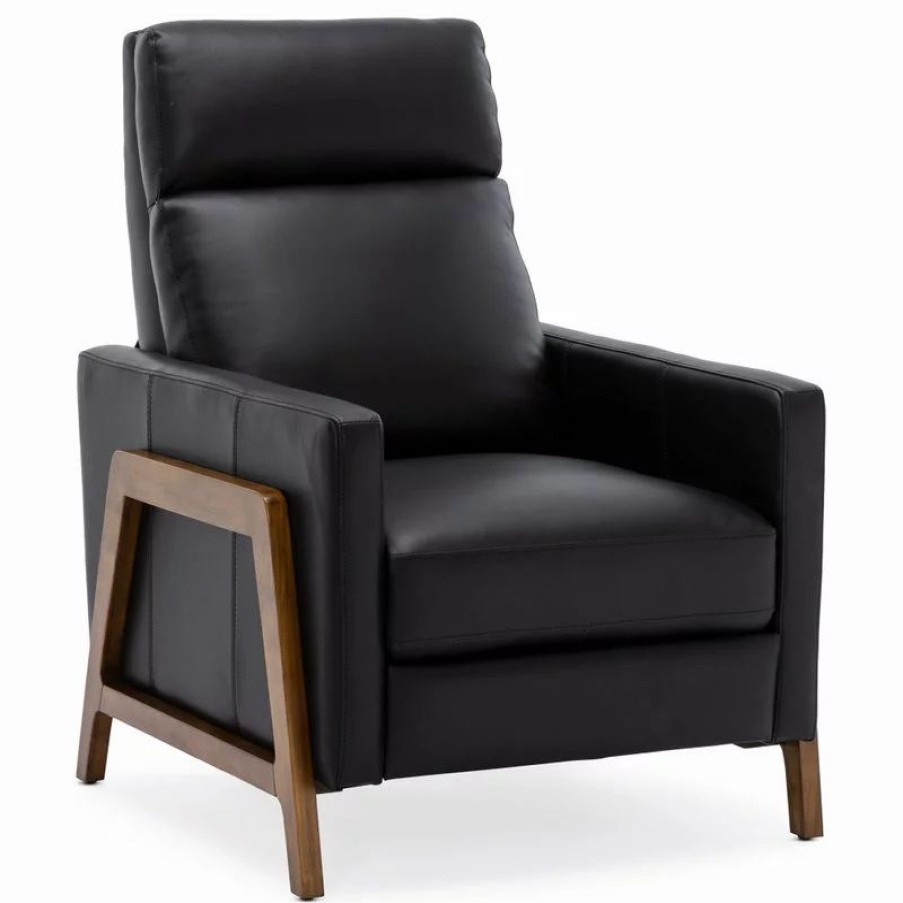 Chairs * | Comfort Pointe Reed Leather Push Back Recliner, Black