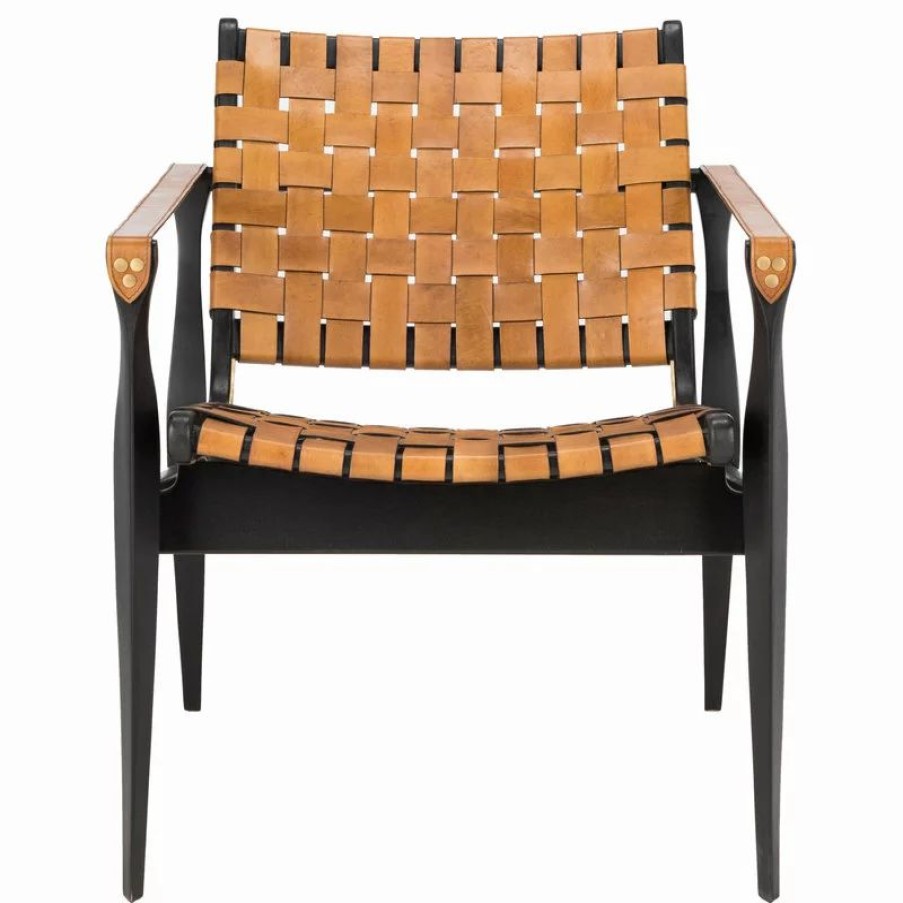 Chairs * | Safavieh Dilan Leather Safari Chair, Black/Brown