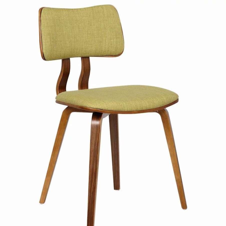 Chairs * | Armen Living Jaguar Mid-Century Dining Chair, Walnut, Green