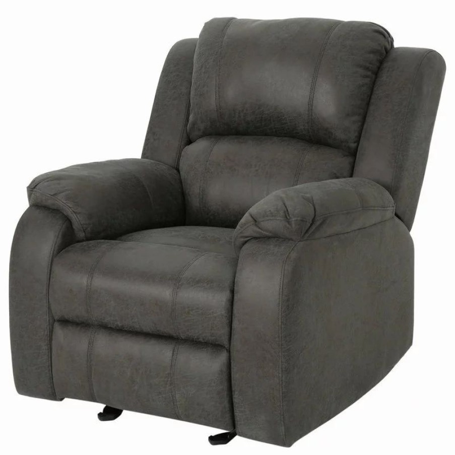 Chairs * | Gdfstudio Gdf Studio Michelle Classic Microfiber Gliding Recliner, Slate