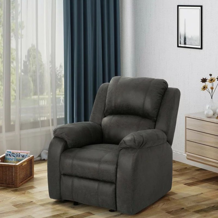 Chairs * | Gdfstudio Gdf Studio Michelle Classic Microfiber Gliding Recliner, Slate