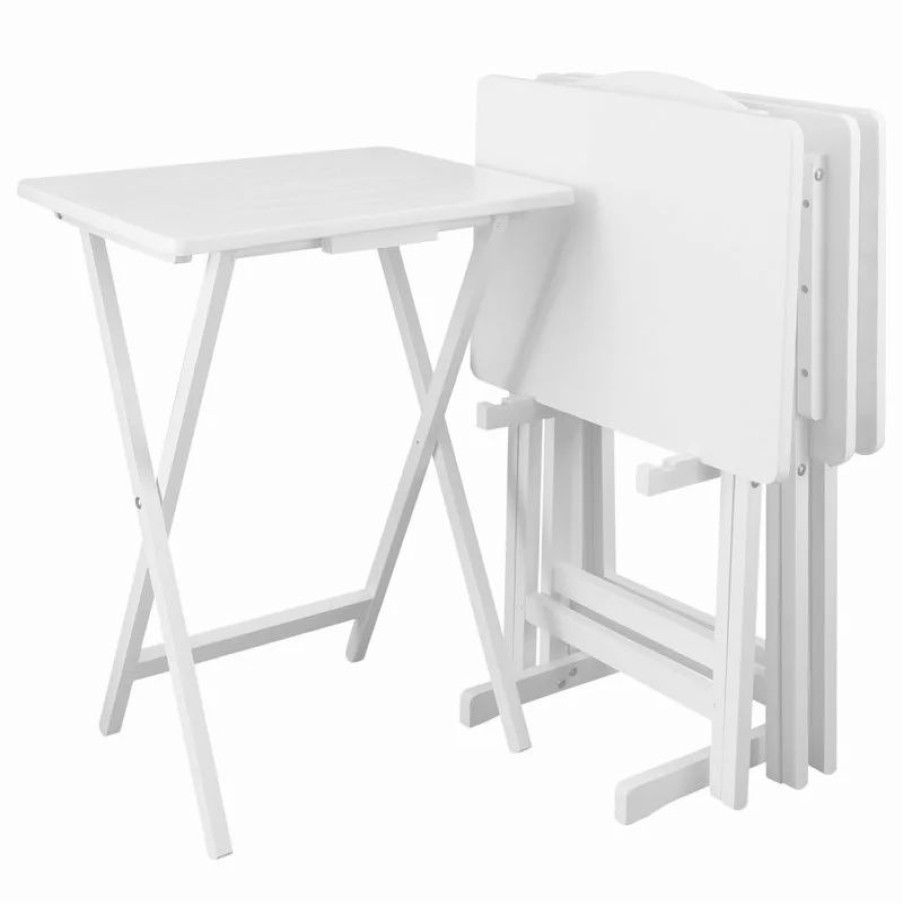 Coffee & Accent Tables * | Casual Home 5Pcs Tray Table Set White