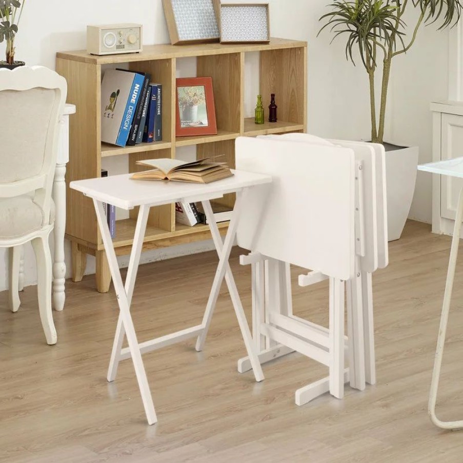 Coffee & Accent Tables * | Casual Home 5Pcs Tray Table Set White