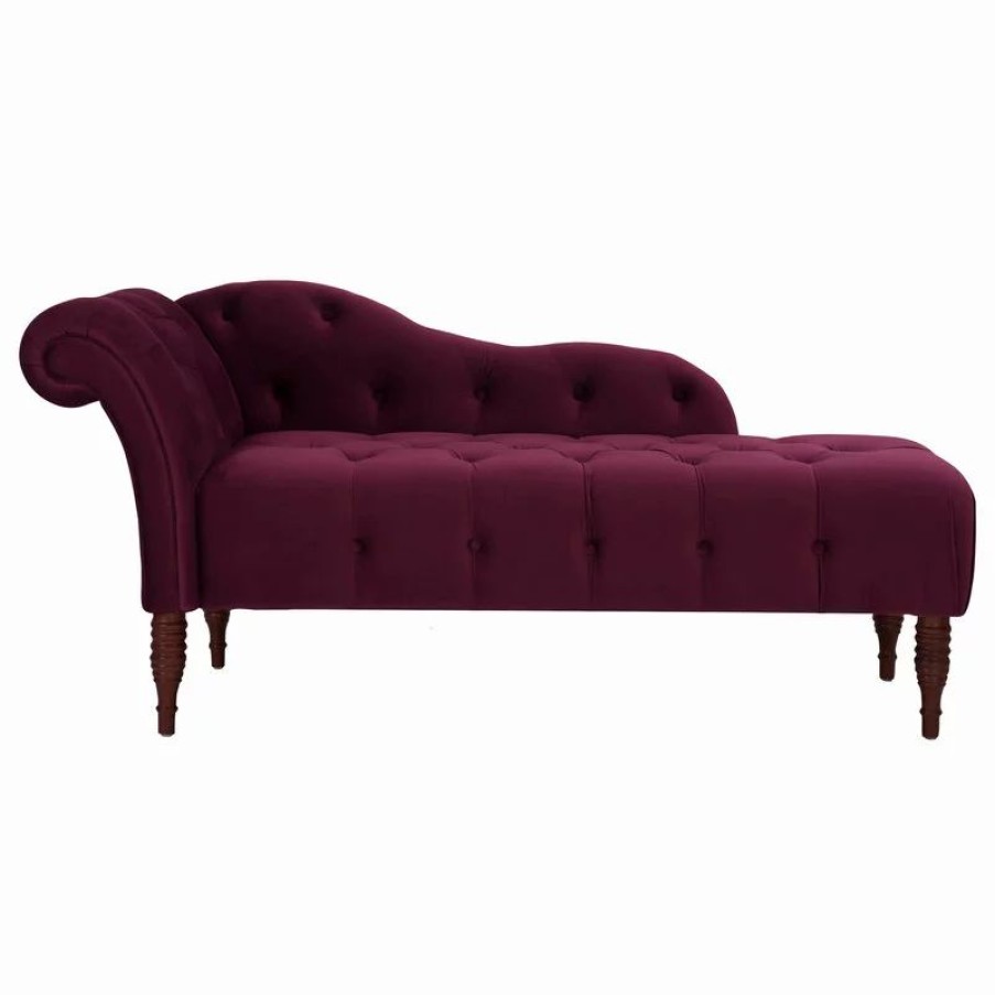 Chairs * | Jennifer Taylor Home Samuel Velvet Tufted Chaise Lounge, Right-Arm Facing, Burgundy