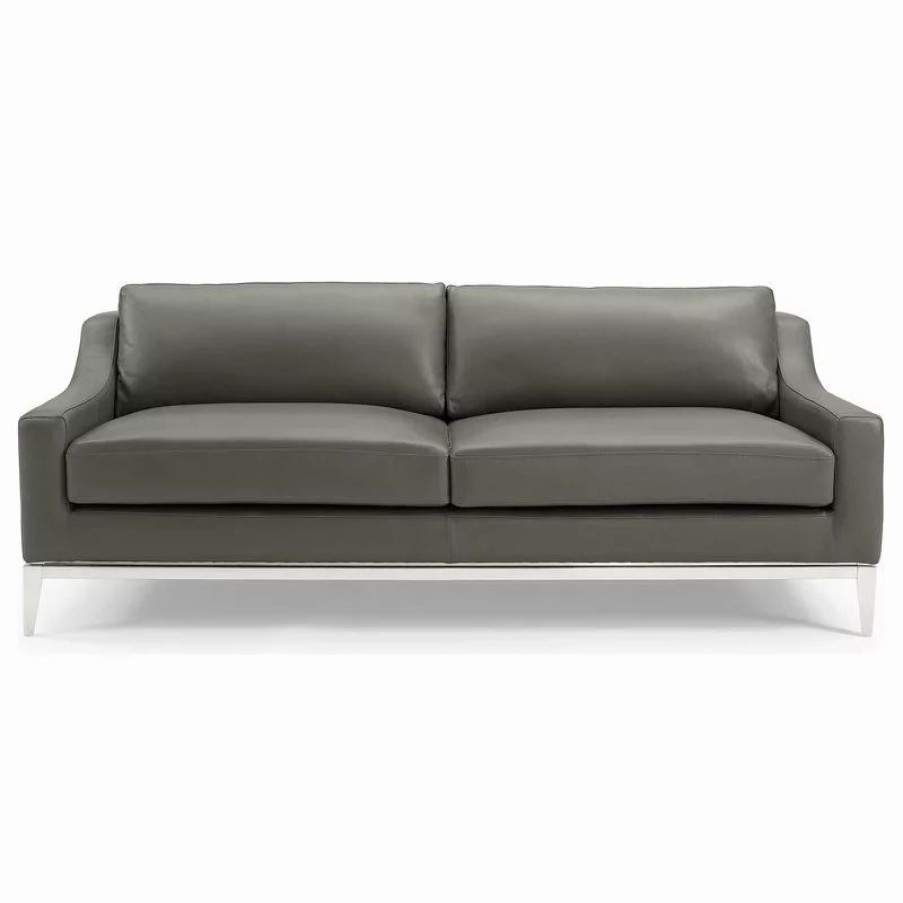 Sofas & Sectionals * | Modway Harness 83.5 Stainless Steel Base Leather Sofa Gray