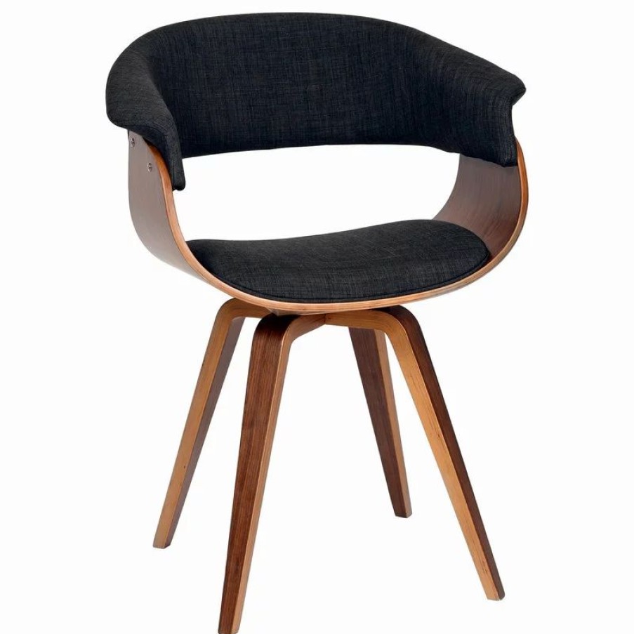 Chairs * | Armen Living Summer Dining Room Chair, Fabric And Wood, Charcoal And Walnut