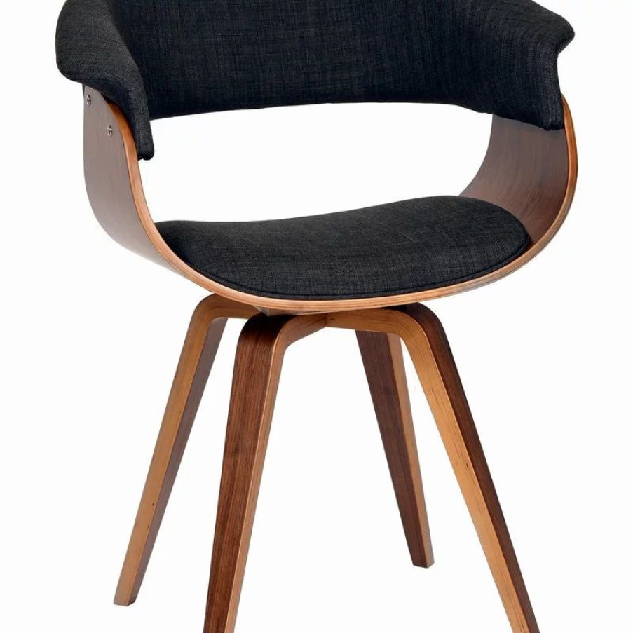 Chairs * | Armen Living Summer Dining Room Chair, Fabric And Wood, Charcoal And Walnut