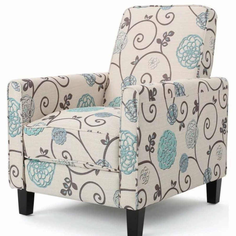 Chairs * | Gdfstudio Gdf Studio Hinus Indoor Upholstery Club Chair Recliner, Blue & White Floral