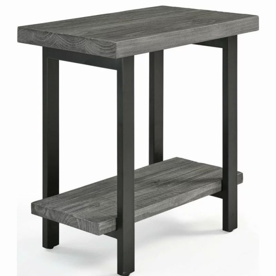 Coffee & Accent Tables * | Bolton Furniture, Inc. Pomona Metal And Wood End Table, Slate Gray