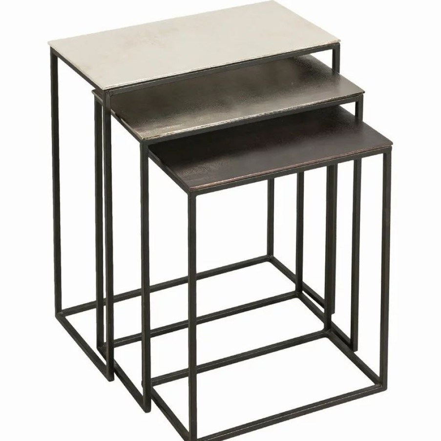 Coffee & Accent Tables * | Renwil Manisa Aluminum And Iron Raw Nickel, Black And Bronze Accent Tables